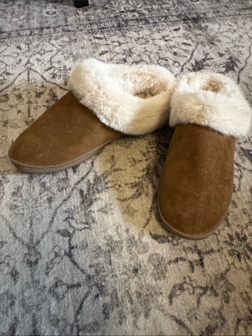 Cozy Faux-Suede Chestnut Brown Slippers with Plush Cuff